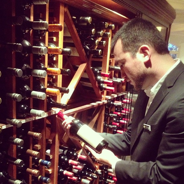David Stevens-Castro checking out the wines in the cellar at the Intercontinental Sanctuary Cove Resort on the Gold Coast
