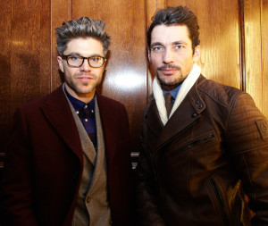 Darren Kennedy and David Gandy at the Kingsman MR PORTER menswear presentation at Savile Row London Collections Men 2015