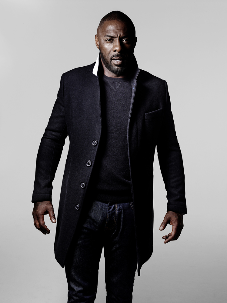 IDRIS ELBA + SUPERDRY COLLECTION LAUNCHES 26.11.15 - IDRIS WEARS THE LEADING LONDON COAT £295, LEADING CASHMERE CREW £125 AND THE IE CLASSIC BLUE JEAN £85 - PHOTOGRAPHED BY RANKIN