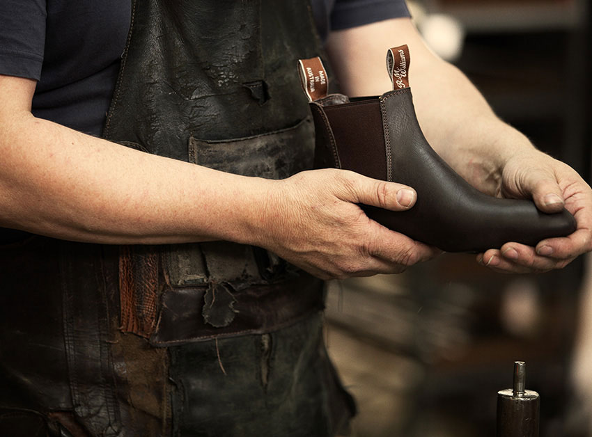 R.M. Williams boots being made in workshop